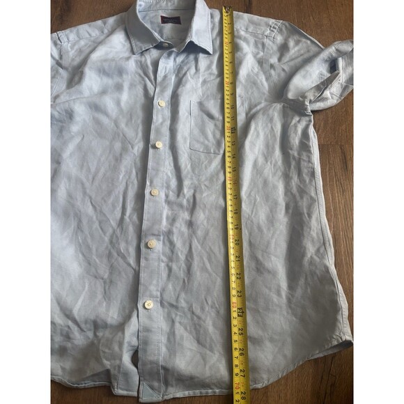 Untuckit Shirt Mens Size Large Light Blue Solid Short Sleeve Button Up linen - Picture 5 of 6